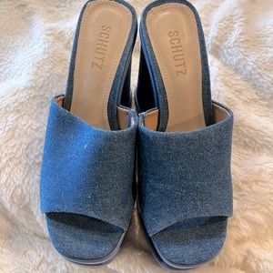 NWOB- Women’s Schutz Dalle Denim Wedge Sandals Size 6 1/2